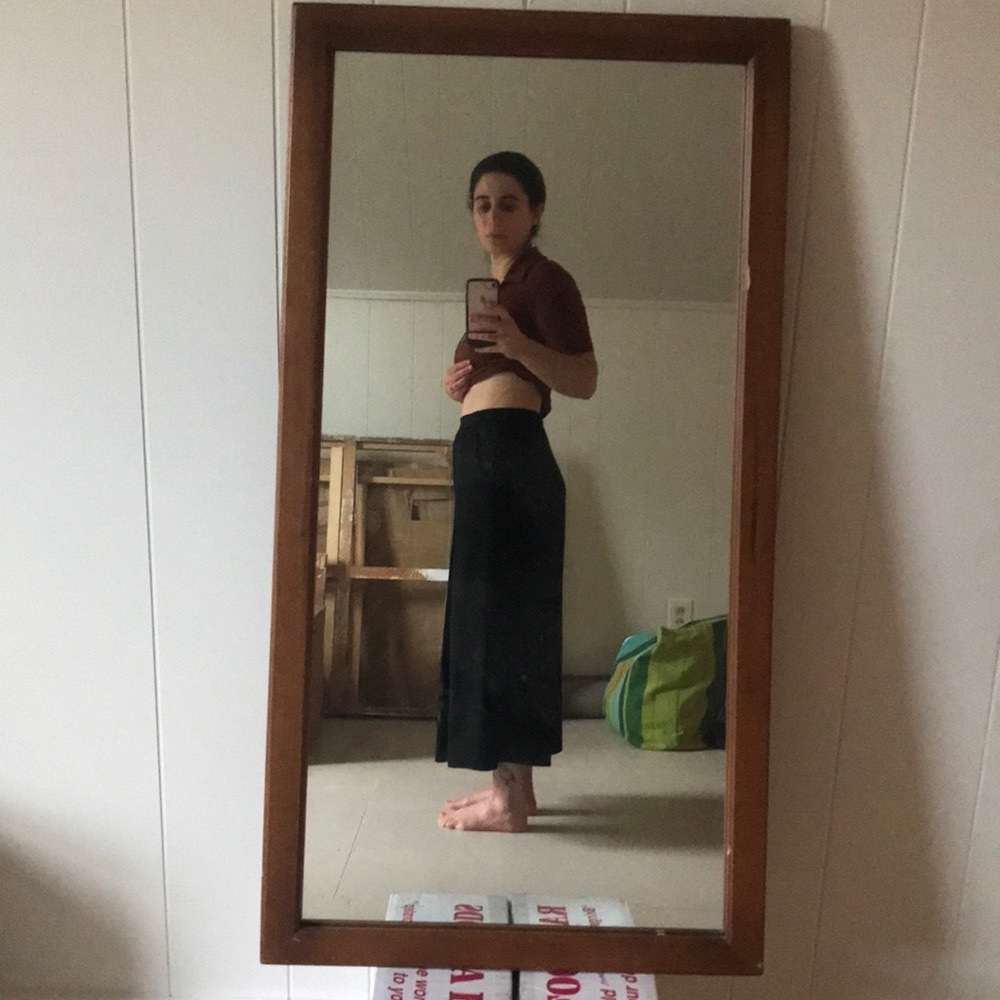 Pleated Black High Waisted Culottes